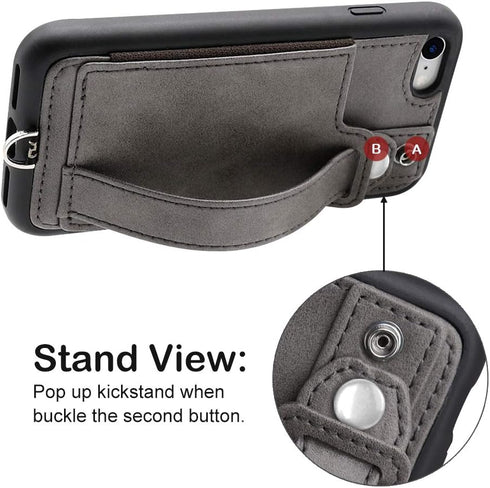TOOVREN iPhone SE Case 2020/2022 Phone Lanyard Neck Strap for iPhone 8 Case with Card Holder iPhone 7 Wallet Case with Kickstand Leather PU Card H...